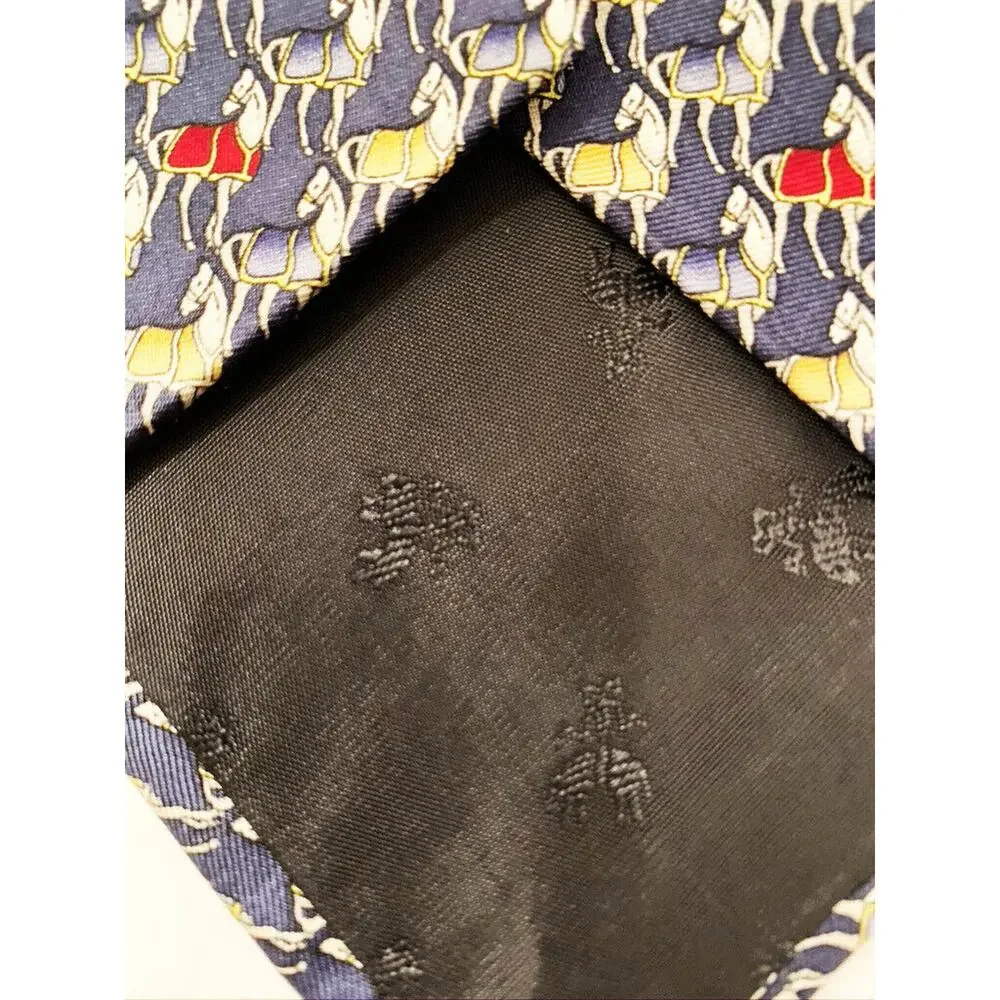 Brooks Basic Silk Tie Horses Pattern Made in the USA 70 x 3.5